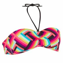 Olaian Bikinis, Boardshorts Women's Bandeau Swimsuit Top With Fixed Padded Cups Pop Laeti