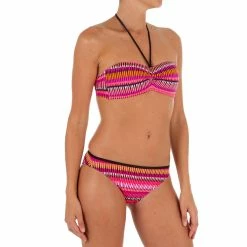 Olaian Bikinis, Boardshorts Women's Bandeau Bikini Swimsuit Top With Fixed Padded Cups Jazz Laeti