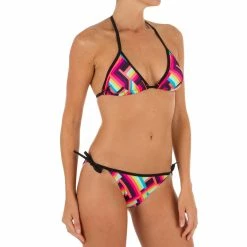 Olaian Women's Sliding Triangle Swimsuit Top With Removable Padded Cups Mae Pop Bikinis, Boardshorts