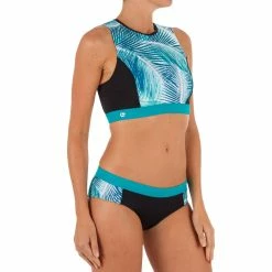 Olaian Women's Surfing Back-Zip Crop Top Carla Bondi Bikinis, Boardshorts