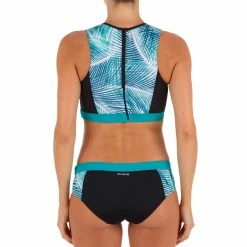 Olaian Women's Surfing Back-Zip Crop Top Carla Bondi Bikinis, Boardshorts