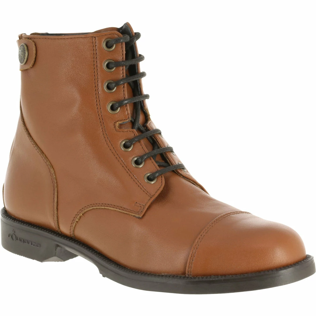 Best Sale ⌛ Fouganza Riding 🥾 Boots Leather Lace-Up Riding Paddock 🥾 Boots, 👩 Women's 🎁 2 Fouganza Riding Boots Leather Lace-Up Riding Paddock Boots, Women's