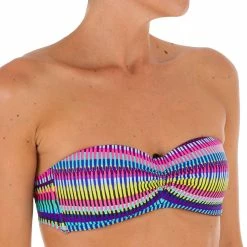Olaian Bikinis, Boardshorts Women's Bandeau Bikini Swimsuit Top With Fixed Padded Cups Jazz Laeti