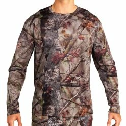 Solognac HUNTING 100 BREATHABLE LONG-SLEEVED T-SHIRT - WOODLAND CAMOUFLAGE Shirts