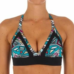 Olaian Isa Women's Surfing Crop Top Swimsuit Top With Very Open Back - Ncolo