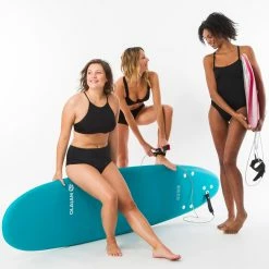 Olaian Andrea Surfing Swimsuit Crop Top With Padded Cups Bikinis, Boardshorts