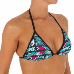 Olaian Women's Sliding Triangle Swimsuit Top With Padded Cups Mae Bikinis, Boardshorts