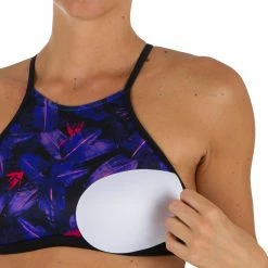 Olaian Andrea Surfing Swimsuit Crop Top With Padded Cups Bikinis, Boardshorts