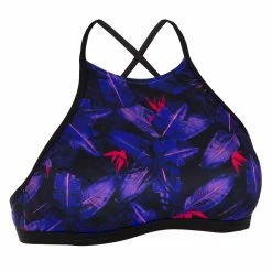 Olaian Andrea Surfing Swimsuit Crop Top With Padded Cups Bikinis, Boardshorts