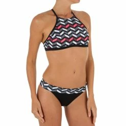 Olaian Andrea Surfing Swimsuit Crop Top With Padded Cups Bikinis, Boardshorts