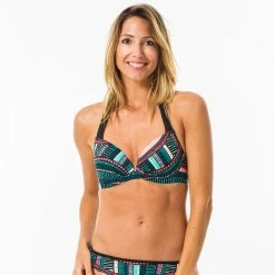 Olaian Elena, Push-Up Swimsuit Top With Fixed Padded Cups, Women's Bikinis, Boardshorts