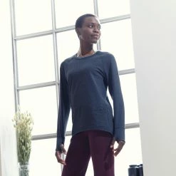 Shirts Kimjaly, Long-Sleeved Organic Cotton Yoga T-Shirt, Women's