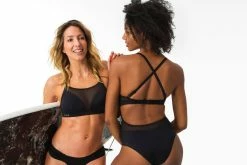 Olaian 1-piece Surf Swimsuit With Adjustable Double Flat ELISE BLACK Swimsuits