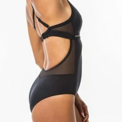 Olaian 1-piece Surf Swimsuit With Adjustable Double Flat ELISE BLACK Swimsuits