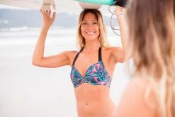 Olaian Bikinis, Boardshorts Elena Push-Up Swimsuit Top With Fixed Padded Cups