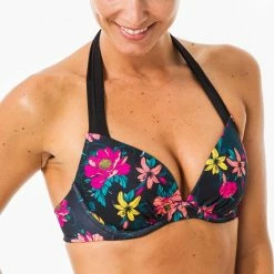 Olaian Bikinis, Boardshorts Elena Push-Up Swimsuit Top With Fixed Padded Cups