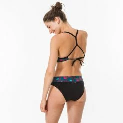 Olaian Surfing Swimsuit Top With Adjustable Back BEA - PLANT KHAKI