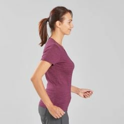 Shirts Forclaz, Merino Wool Short Sleeve Backpacking Travel T-Shirt, Women's