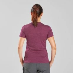Shirts Forclaz, Merino Wool Short Sleeve Backpacking Travel T-Shirt, Women's