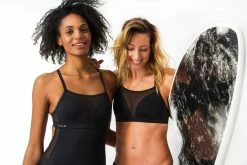 Olaian Bikinis, Boardshorts Double-adjustable Flat Surfing Swimsuit Bikini Top ELISE BLACK