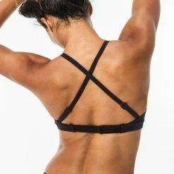 Olaian Bikinis, Boardshorts Double-adjustable Flat Surfing Swimsuit Bikini Top ELISE BLACK