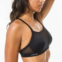 Olaian Bikinis, Boardshorts Double-adjustable Flat Surfing Swimsuit Bikini Top ELISE BLACK