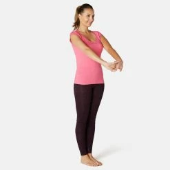 Shirts Nyamba 500, Pilates And Gentle Gym Slim-Fit T-Shirt, Women's