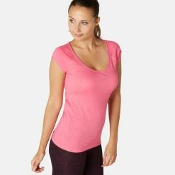 Shirts Nyamba 500, Pilates And Gentle Gym Slim-Fit T-Shirt, Women's