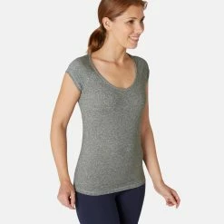 Shirts Nyamba 500, Pilates And Gentle Gym Slim-Fit T-Shirt, Women's
