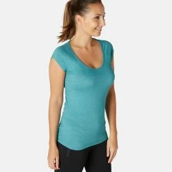 Shirts Nyamba 500, Pilates And Gentle Gym Slim-Fit T-Shirt, Women's