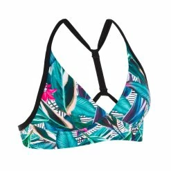 Olaian Surfing Swimsuit Top With Adjustable Back BEA - PLANT KHAKI