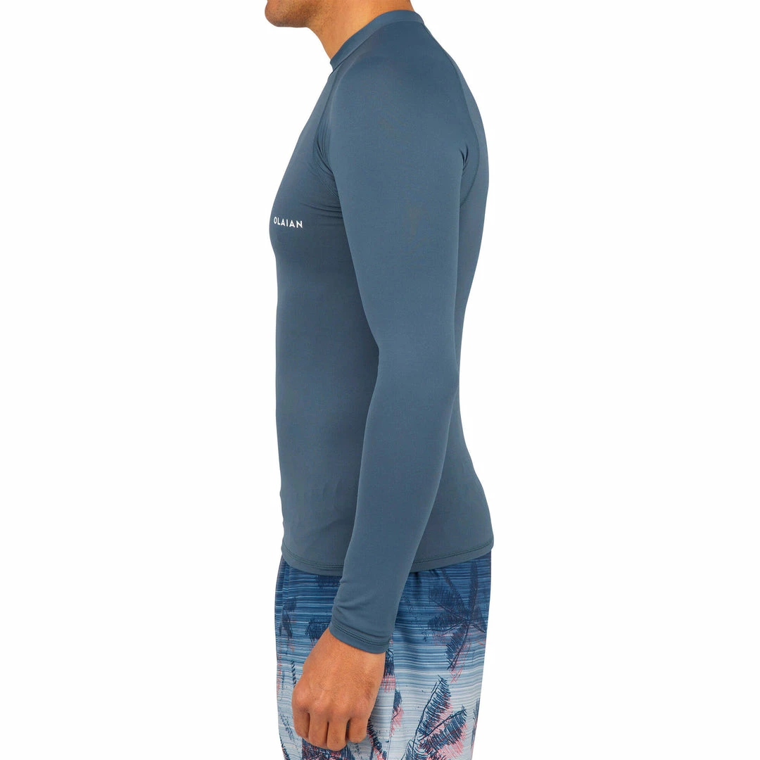 Discount 🥰 Olaian 🏄 Surfing Long-sleeved UV-protection Top T-shirt 100 - Grey 👍 8 Olaian Surfing Long-sleeved UV-protection Top T-shirt 100 - Grey