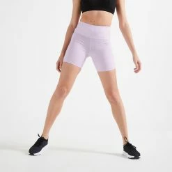 Domyos Shaping High-Waisted Fitness Cardio Shorts - Lilac