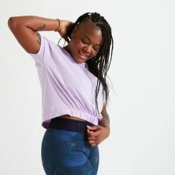 Domyos Shirts Loose Cropped Fitness T-Shirt, Women's