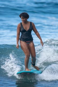 Olaian Bikinis, Boardshorts Tankini Swimsuit Top With V-Neck And Removable Padded Cups MARINE - PLAIN BLACK