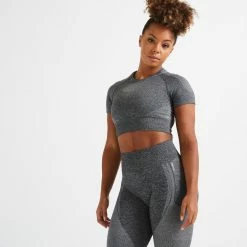 Domyos Shirts Seamless Short Sleeve Cropped Fitness T-Shirt, Women’s