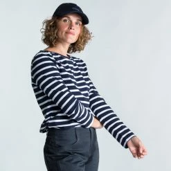 Tribord Shirts Sailing Long-sleeved Sailor's T-shirt 100 Blue White