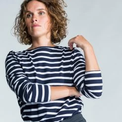 Tribord Shirts Sailing Long-sleeved Sailor's T-shirt 100 Blue White