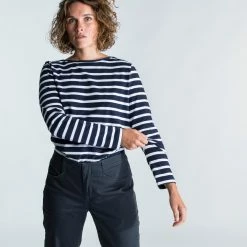 Tribord Shirts Sailing Long-sleeved Sailor's T-shirt 100 Blue White