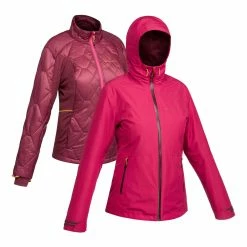 Forclaz Women's Travel Backpacking 3-in-1 Jacket RainWarm 500 Jackets