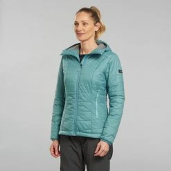 Forclaz Trek 100, 23°F Synthetic Padded Puffer Hooded Backpacking Jacket, Women's