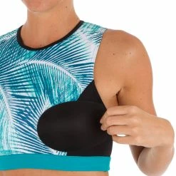 Olaian Women's Surfing Back-Zip Crop Top Carla Bondi Bikinis, Boardshorts