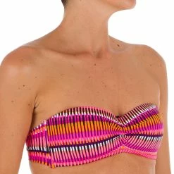 Olaian Bikinis, Boardshorts Women's Bandeau Bikini Swimsuit Top With Fixed Padded Cups Jazz Laeti