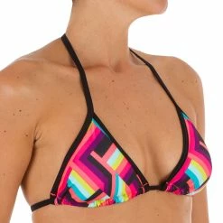 Olaian Women's Sliding Triangle Swimsuit Top With Removable Padded Cups Mae Pop Bikinis, Boardshorts