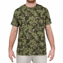 Solognac Short-Sleeved Cotton Camouflage Hunting T-Shirt Shirts